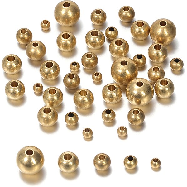 50 Stück 3/4/5/6/8 mm Original Messingperlen Runde Kugel Spacer Lose Perlen für Schmuckherstellung DIY Zubehör