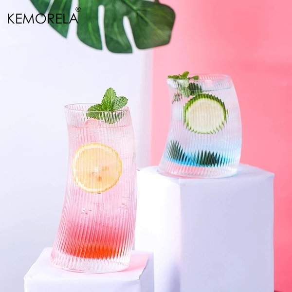 450ml/300ml Glas becher segel förmige rollende vertikale transparente Teesaft Glas Bierdose Milch trinken Tassen Frühstücks becher Trink geschirr