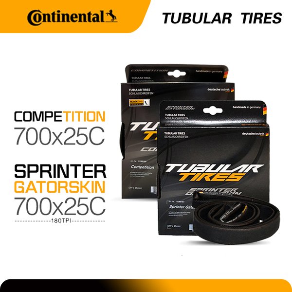 Continental Sprinter Gatorskin/ Competition Tubular Road Bike Tire Black 28"x25mm 180 TPI Stab-proof Cut-proof Tube Tire
