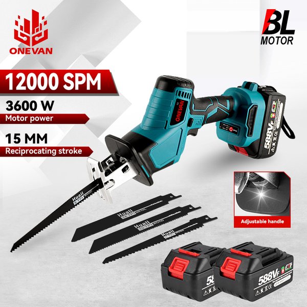 ONEVAN 3600W Bürstenlose Elektrische Säbelsäge Batterie Kettensäge Variable Metall Holz Schneiden Werkzeug Für Makita 18V Batterie pin