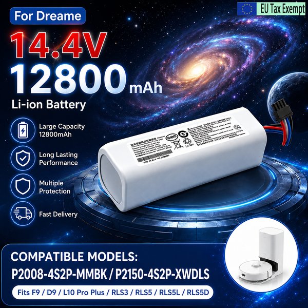 Wiederaufladbarer 14,4V Lithium-Ionen-Ersatzakku Kompatibel mit Dreame F9 D9 L10 Pro Plus RLS3 RLS5 RLS5L RLS5D Roboterstaubsauger, Ersatz-Zubehör für Roboter-Staubsauger und Wischroboter