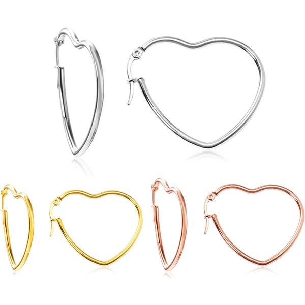 LUXUSTEEL 20–50 mm 2 Stück hohle Herz-Creolen für Damen und Mädchen, vergoldet, silberfarben, Edelstahl, verblasst nicht, Y2K-Schmuck