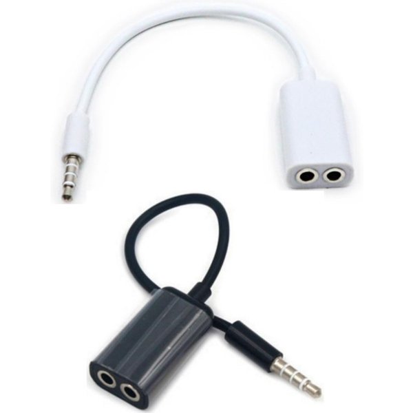 white/Black 3.5mm One in two couples audio line Earbud Headset Headphone Earphone Splitter For Tablet Phone 6 5S 4S