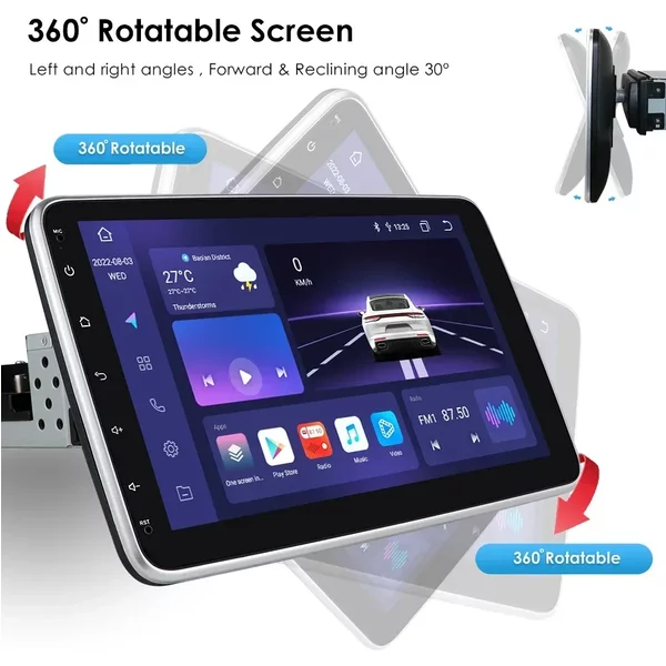 1 din android auto radio gps für universelles auto multimedia player stereo 1din drehbarer bildschirm video autoradio carplay 10,1 zoll