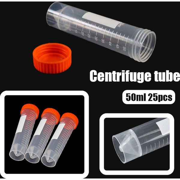 25Pcs/bag 50ml Free-standing Centrifuge Tube Plastic Screw Cap Flat Bottom Centrifuge Tube with Scale