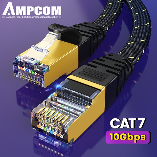 Ampcom cat7 ethernet kabel flat lan kabel sftp rund rj45 netzwerk kabel cat 7 internet kabel für router modem pc ps4 patch kabel