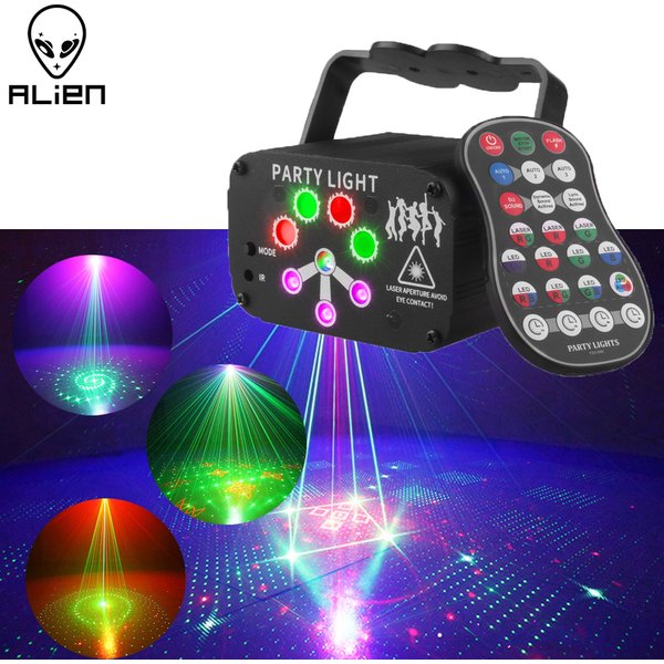 ALIEN RGB Mini DJ Disco Laser Licht Projektor USB Aufladbare LED UV Sound Strobe Bühne Effekt Hochzeit Weihnachten Urlaub Party Lampe