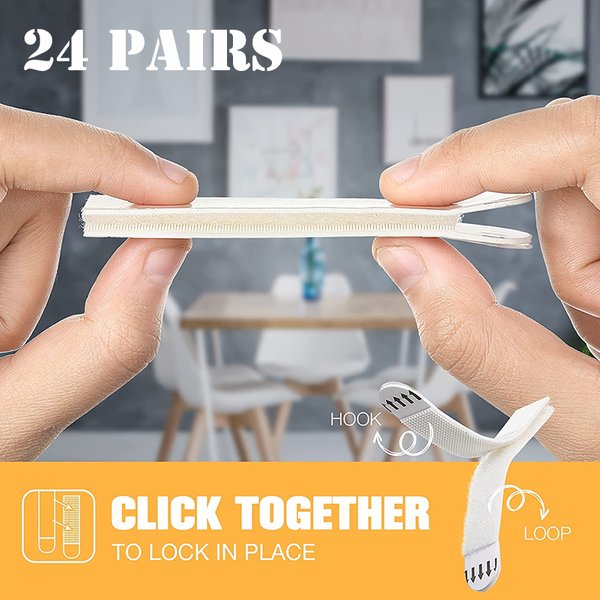12/24 paires de bandes adhésives blanches, bandes pour suspendre des images, cintres pour images non endommagés, bandes murales sans outil