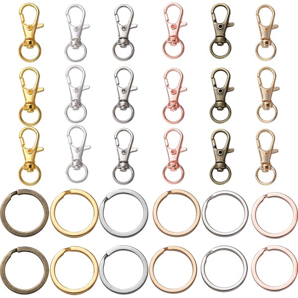 20Pcs Split Key Ring Swivel Lobster Clasp With Key Ring Connectors For Bag Belt Dog Chains DIY Jewelry Making Accessories