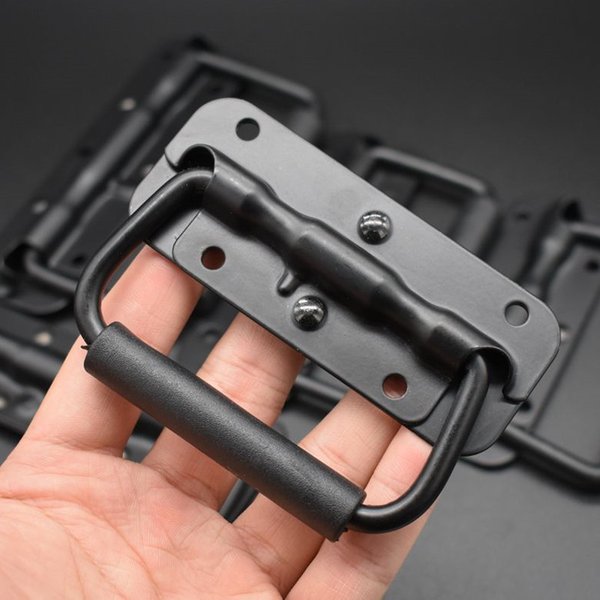1Pcs Eisen Material Frühling Griff Schwarz Gepäck Frühling Griff Klapp HandleTool Box Beweglichen Ring Industrielle Ausrüstung Schrank