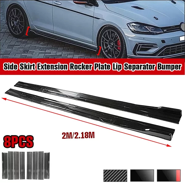 Extension de Jupe Latérale de Voiture Universelle, 2m/2.18m, Mathiateur de Pare-Chocs de Course, Spomicrophone Latéral pour Audi, BMW, Toyota, Honda