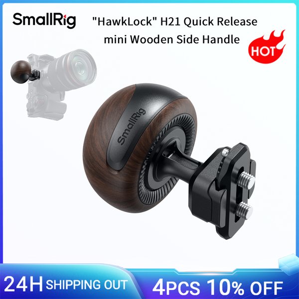 SmallRig "HawkLock" H21 Schnellverschluss-Mini-Seitengriff aus Holz für Kameramonitor-Käfige, Montageplatten mit "HawkLock" NATO-Schiene