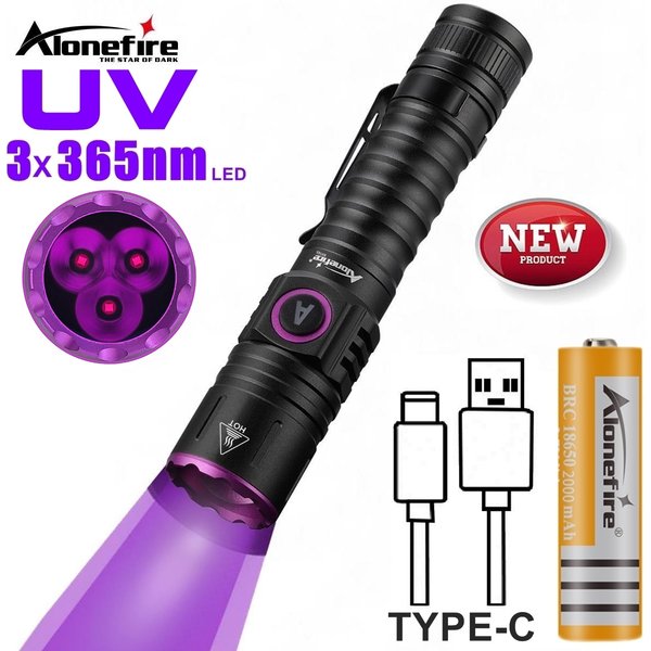 Lampe de poche UV 15W 365nm haute puissance, lumière noire USB, marqueur d'encre invisible, détecteur d'urine de chat et de chien, de teigne, de faux billets, de scorpions, lumière fluorescente
