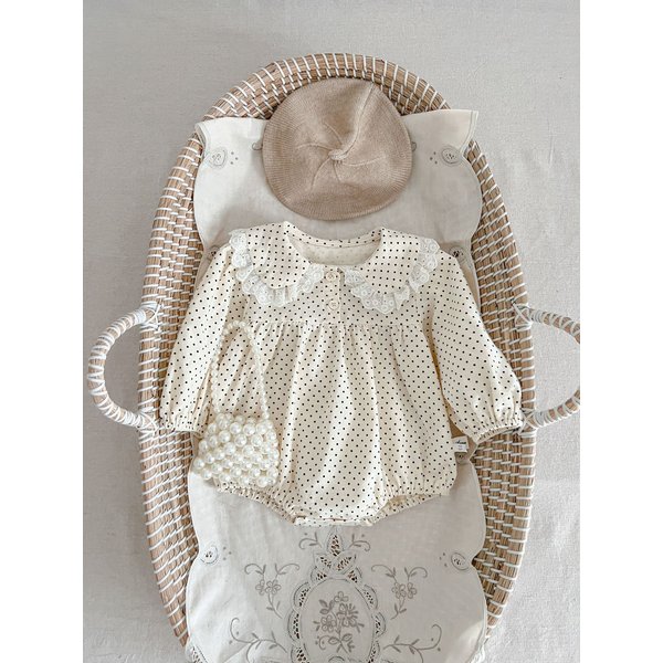 Barboteuse à pois pour nouveau-né, vêtements pour bébés filles, une pièce, revers, mode, automne