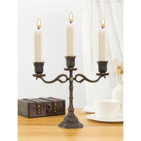 Creative Home Decorations Zinc Alloy High-grade Classical Candles Taipei European Decoration Hotel Wedding Three-Headed Candlest