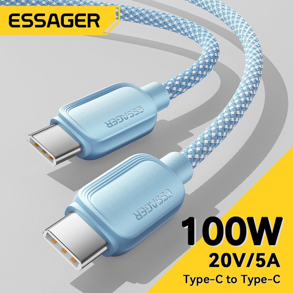 Câble Essager 100W USB Type C vers USB C 5A PD pour charge rapide pour iPhone 15 Xiaomi Samsung Huawei Oppo One Plus Macbook iPad