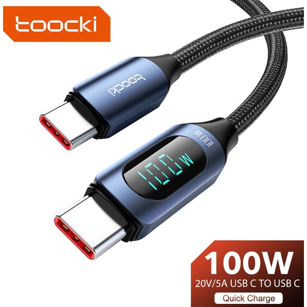 Toocki Type C to Type C Cable 100W PD Fast Charging Charger USB C to USB C Display Cable For Xiaomi POCO f3 Realme Macbook iPad