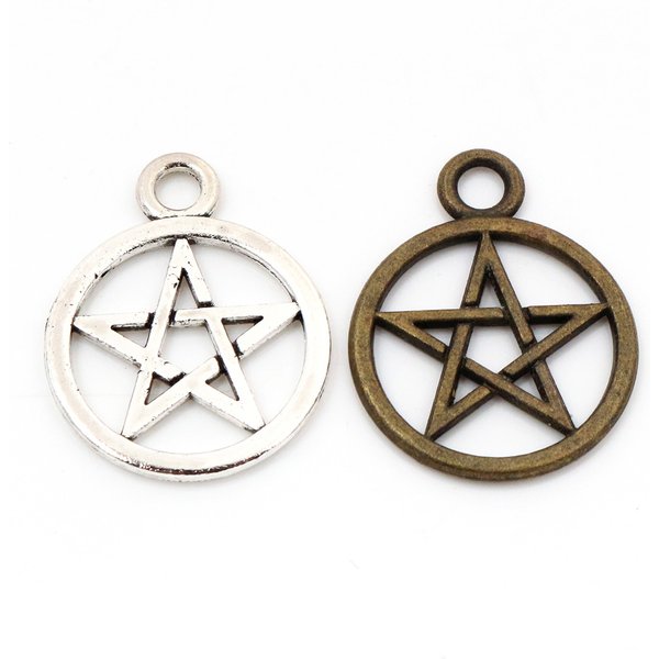25x20mm 15pcs Antique Silver Plated Bronze Plated Five-Pointed Star Handmade Charms Pendant:DIY for bracelet necklace