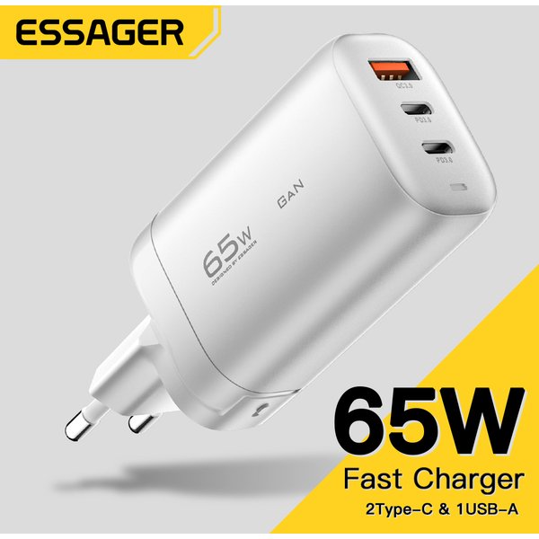 Essager USB Typ C Ladegerät 65W GaN QC 3,0 PD 3,0 Für iphone 14 13 12 Pro Max Xiaomi mobile Handys Schnelle Ladung Ladegerät EU Stecker