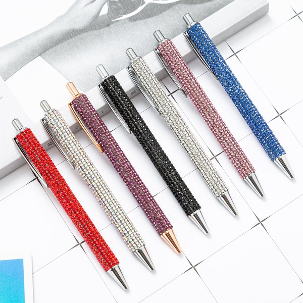 Stylo à bille en métal strass, 1 pièce, mignon, papeterie