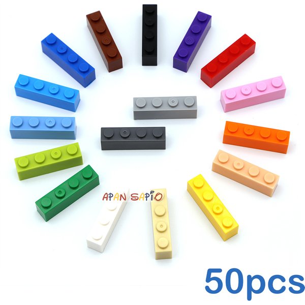 Blocs de construction à monter soi-même, 50 pièces, figurines épaisses, briques 1x4 points, taille créative éducative, Compatible avec les jouets de marque pour enfants 3010