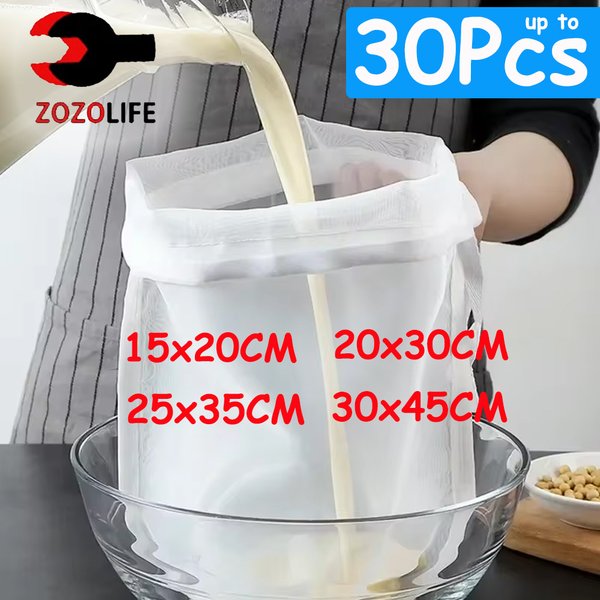 1/30 Stück 100 Mesh Sojamilch Nylon Filterbeutel Nuss Milchbeutel Netz Joghurt Tee Kaffee Öl Lebensmittel Presse Filter Siebe Netz Siebbeutel