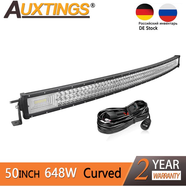 Auxtings 50 "in Curved LED Light Bar Triple Reihe Heller 7D 648W Off Road Fahr Licht für Lkw boote ATV Autos 12V