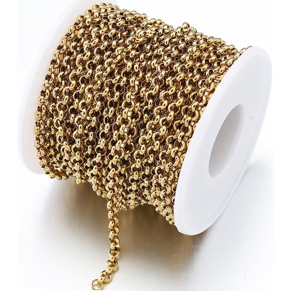 Chaînes en acier inoxydable couleur or de 1 mètre, chaîne de collier 2.5/4mm pour Bracelet à bricoler soi-même, composants de fabrication de bijoux, accessoires