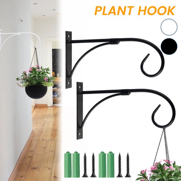 Crochets pour pots de fleurs, 2 pièces, support de panier, cintre en fer, art du jardin mural, support décoratif