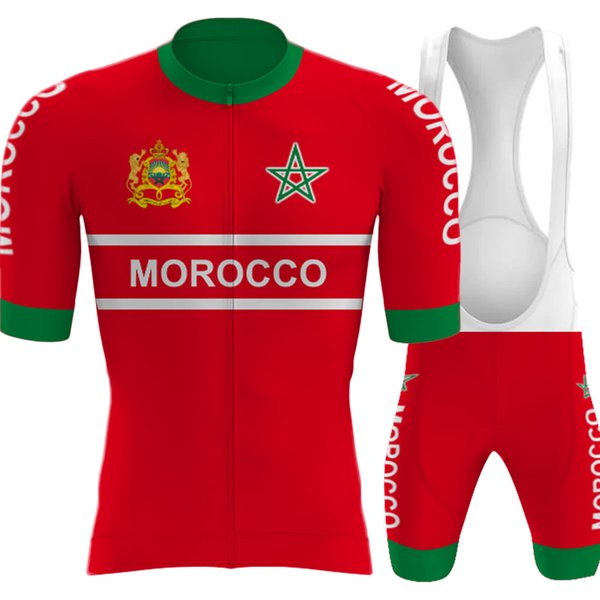 Maillot de cyclisme national du Maroc, ensemble de vêtements de cyclisme à manches courtes, chemises de vélo de route, cuissards à bretelles trempés, vêtements de VTT, 2023