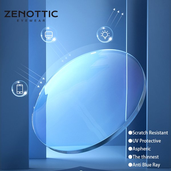 ZENOTTIC — Verres Optiques Anti Lumière Bleue, Lentilles pour Hypermétropes, Presbytes, Myopes, sur Prescription Médicale, 1.56, 1.61, 1.67 (+12.00--12.00)