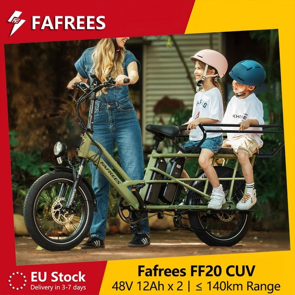 Fafrees FF20 CUV Elektrofahrrad für Erwachsene 20 X 3,0 Zoll Cargo E-Bike mit Doppel-Akku 48V 12Ah Abnehmbarer Akku 100-140km Reichweite