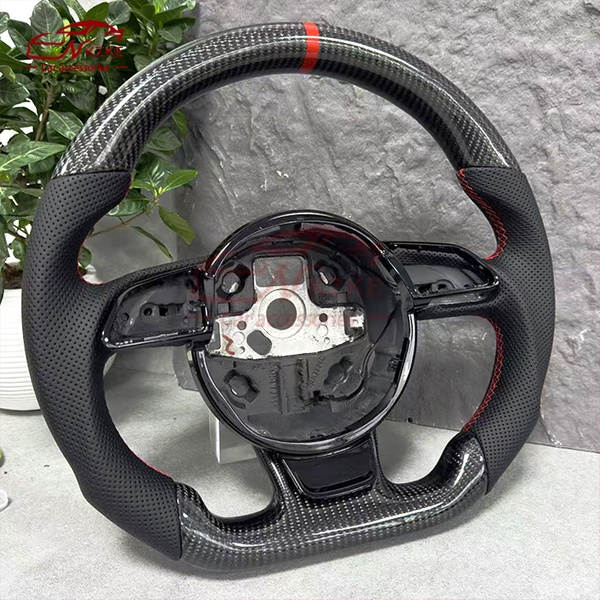 Suitable for Audi A3 A4 A5 A6 Q3 Q5 Q7 carbon fiber perforated steering wheel with customizable multi-color stitching