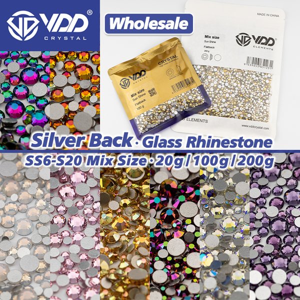 VDD Großhandel Mix Größe SS6-SS20 Hochwertige Glas Strass Kristall Flatback Glitter Steine Nail Art DIY Handwerk Dekorationen