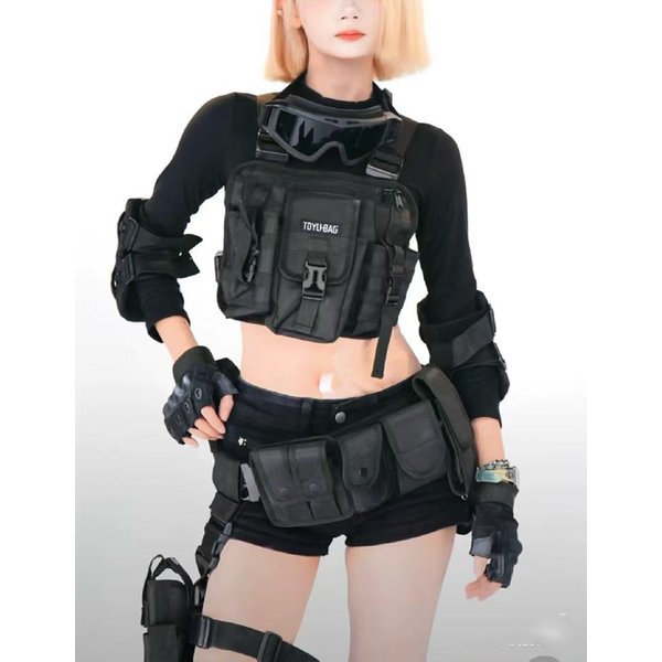 Damen Cosplay Taktische Ausrüstung Funktionelle Brusttasche Frontpackung Mehrteilige Tasche Taillengürtel Bein Pistolenholster