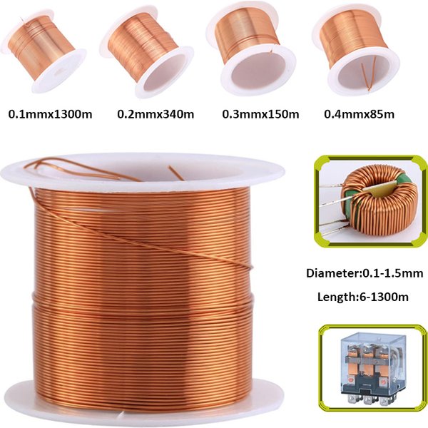 Fil de cuivre laqué 1300M-6M, câble de 0.1mm à 1.5mm, fil de cuivre magnétique, fil de cuivre émaillé, bobine de fil de cuivre