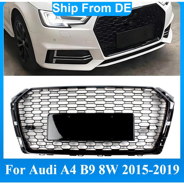 Frontgrill für Audi A4 S4 B9 2015-2019 RS-Style Wabengrill Frontstoßstange Renngrill Motorhaube Karosserie-Kit Tuning Ersatzteil