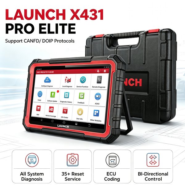 LAUNCH X431 PRO Elite Bidirektionales Diagnosegerät, ECU-Code, 35+ Servicefunktionen, All-in-One Vollsystem-Diagnosescanner, CANFD/DoIP/FCA AutoAuth, VAG Guide, 2 Jahre Kostenlose Updates