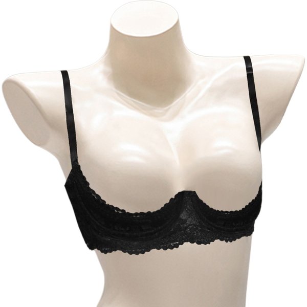 Ultradünner, sexy Spitzen-BH mit freiliegendem Brustbereich, Stahlring-Unterstützung, für kleine Brüste, geraffter BH, Damen-Halbschalen-BH, transparenter BH