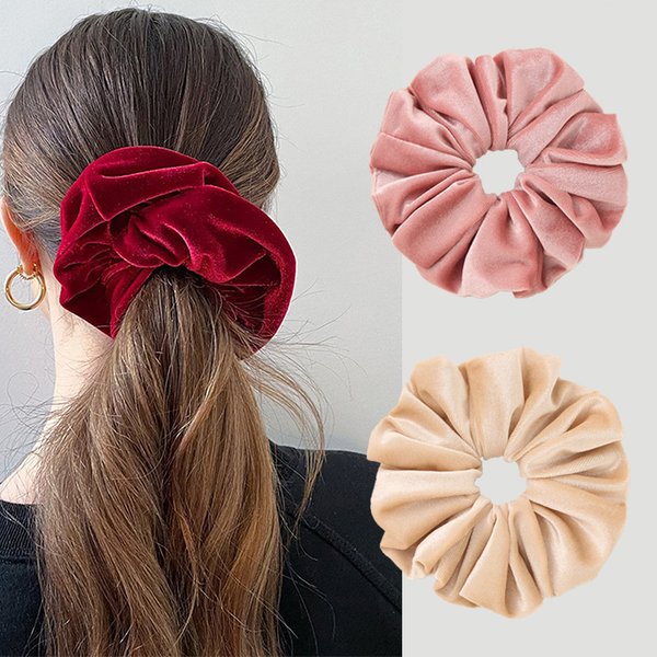 Bandes de cheveux en flanelle personnalisées, grand chouchou de 17cm, chouchous en velours surdimensionné, bandes élastiques pour femmes