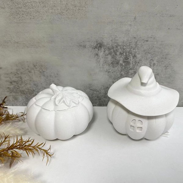 Boîte de rangement de citrouille d'halloween, moules en Silicone, bricolage avec couvercle, pot de fleurs créatif, pot de bougie, plâtre, moule en résine époxy, décoration de maison