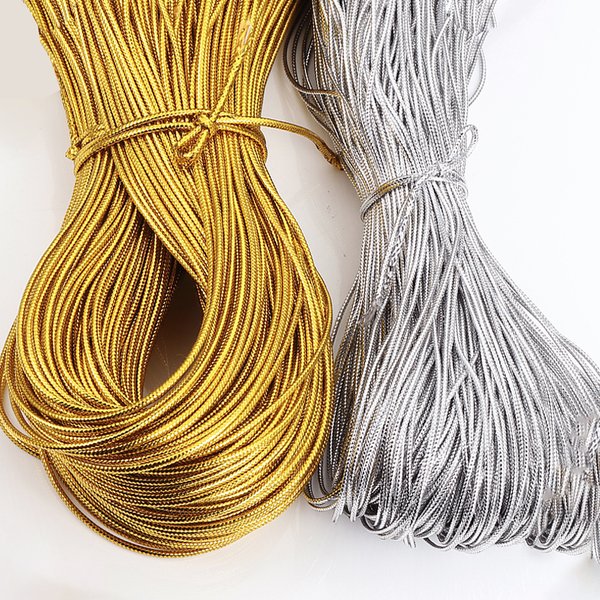 Corde de 90 mètres couleur or argent, cordon d'emballage cadeau pour la fabrication de bijoux à bricoler soi-même, Bracelet tressé, corde, étiquette de prix, fils suspendus