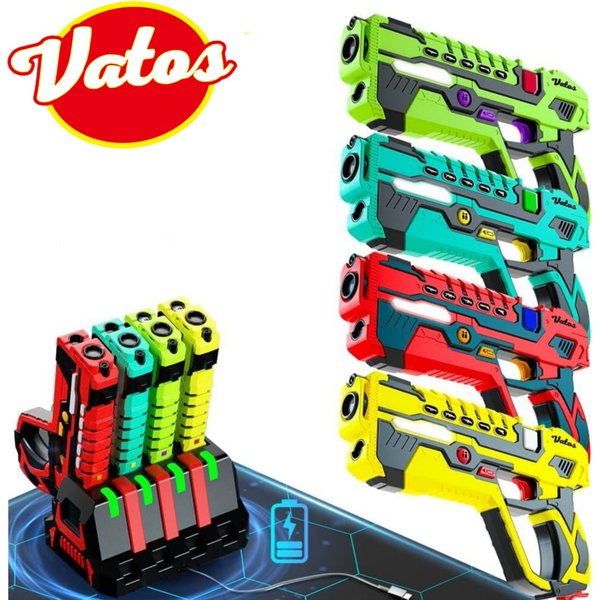 VATOS Laser Tag für 4 Spieler mit Ladestation, keine Empfänger erforderlich, Infrarot-Laserpistolen mit Datenanzeige für Freunde, Familie, Gruppen, Weihnachtsgeschenk