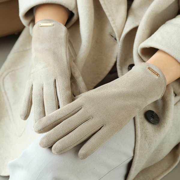 Frau Herbst Winter Warme Wildleder Touchscreen Fahren Handschuhe Kälte-Proof Plus Plüsch Dicke Fingerlose Flip Radfahren Fäustlinge Mode