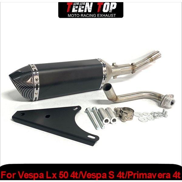 Système d'échappement complet pour moto, pour Vespa Lx 50 4t Primavera Sprint Piaggio 2000, silencieux avant pour Vespa S 4t, sans lacet 50CC