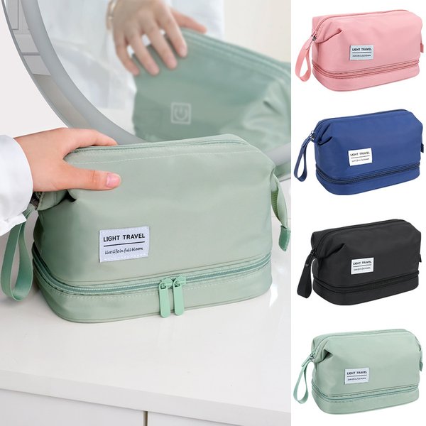 Trousse de toilette de grande capacité, à double compartiment, organisateur de maquillage, trousse de voyage, accessoires de voyage portables.