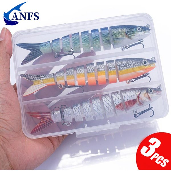3 pièces 8 segments leurre de pêche multi-articulé appât artificiel appât de pêche bionique à coulage lent équipement de pêche frais