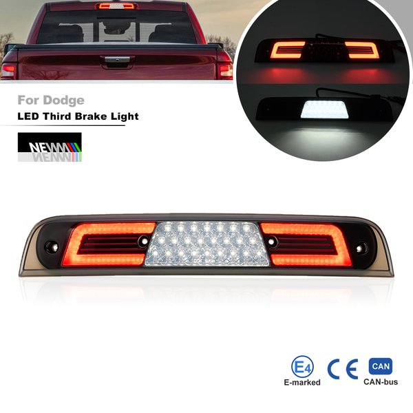 Fumé pour 2019-2025 RAM 1500 Led haut montage troisième feu stop blanc Cargo toit marqueur lampe de recul remplacement CHMSL