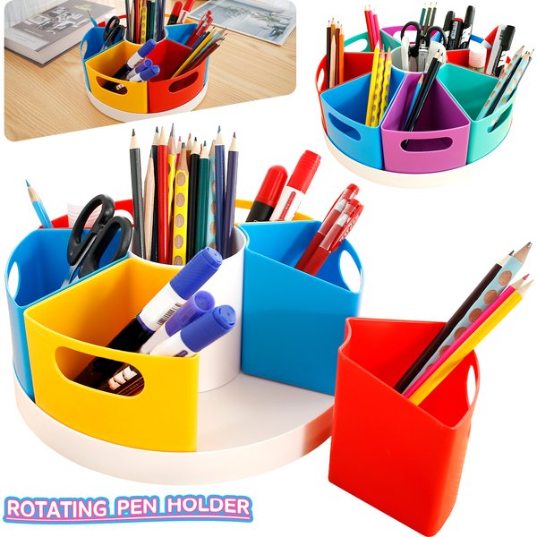 10/12 pouces 360 ° Organisateur rotatif de fournitures d'art, organisateur créatif de rangement de crayons et de stylos, caddie de rangement rotatif Portable, marqueur de bureau