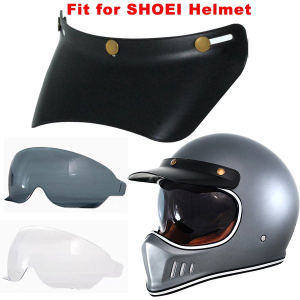 Retro Motorcycle Helmet Brim & Lens Visor Shield Goggles Glasses Sunblock Shade Open Face Moto Helmet Anti UV 3 Snap Button Brim